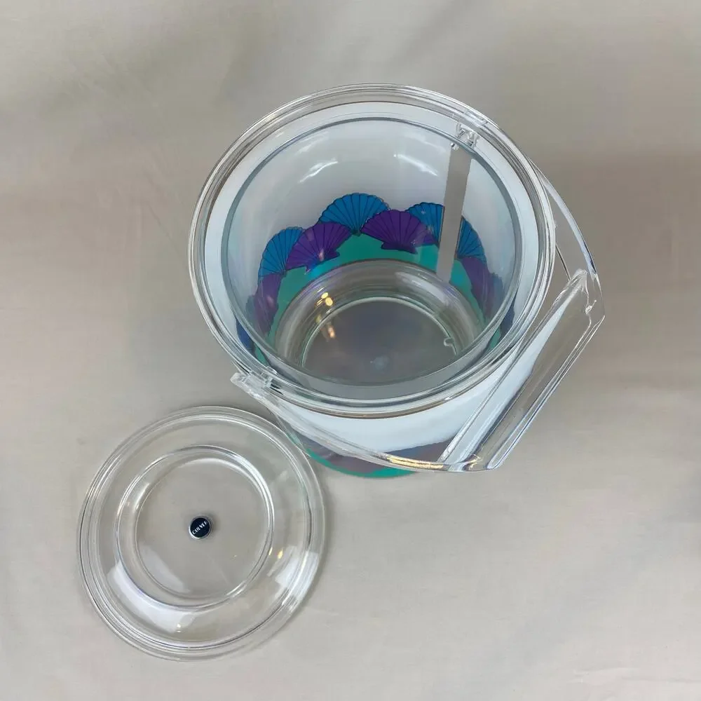 Vintage Culver USA Teal Purple Blue Seashell Bar Set Tray Pitcher Ice Bucket